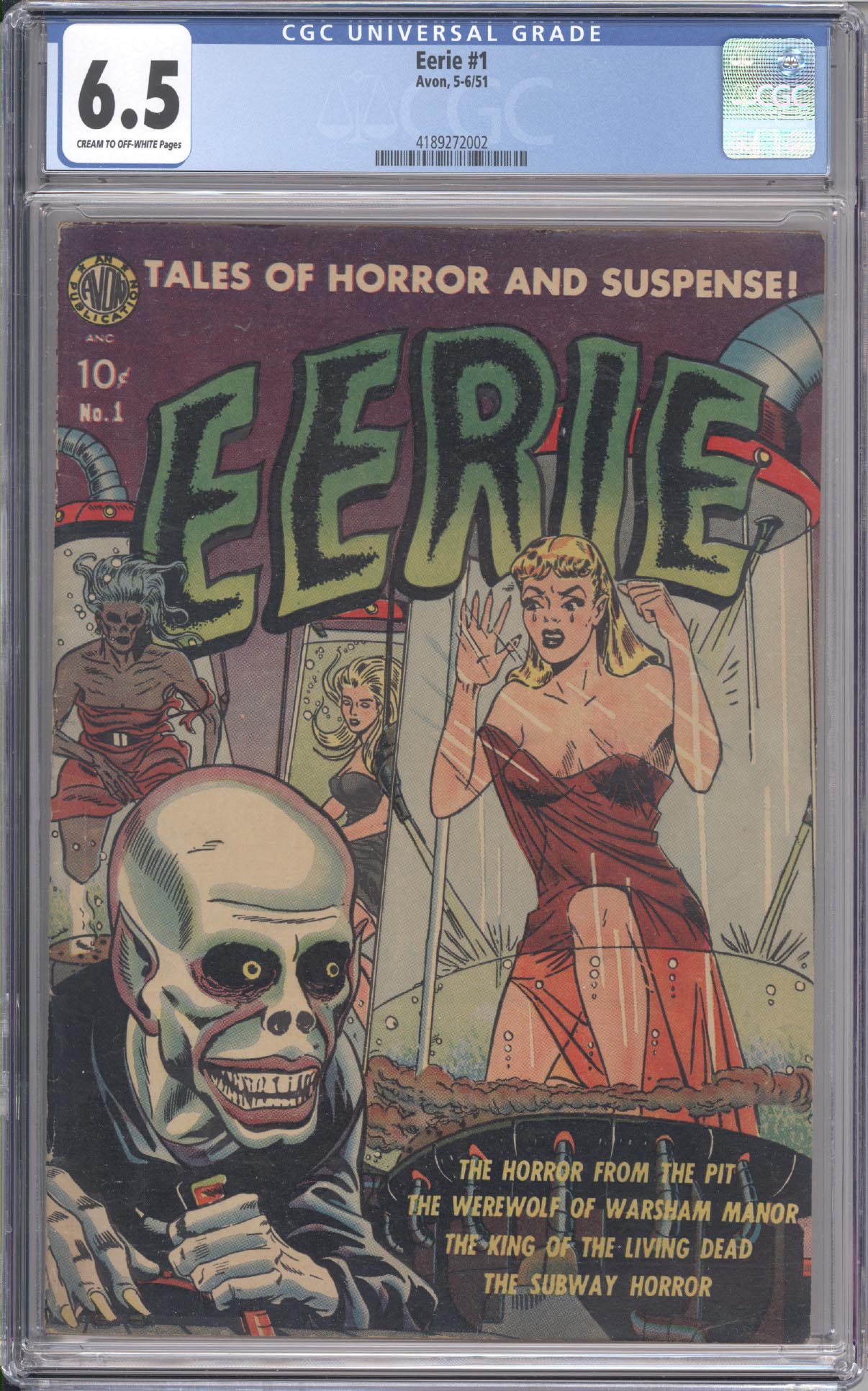 Eerie #1 in CGC 6.5 back